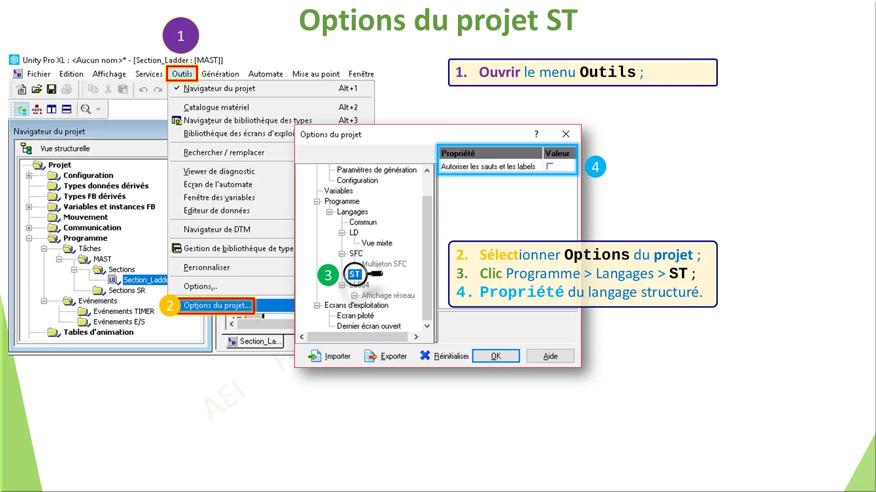 Options du projet ST